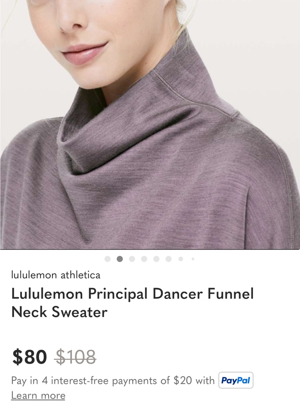 lululemon athletica principal dancer funnel Neck pullover